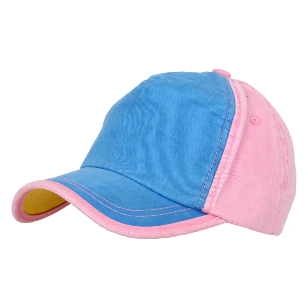 K111A Niebiesko-różowa Bawełniana czapka bejsbolówka