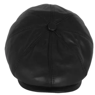 Skórzany czarny kaszkiet męski z osłoną na kark i uszy K293A Polar Fashion - 2