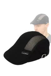 Czarny-kaszkiet-męski-bawełniany-letnia-czapka z regulacją K185F