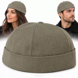 Czapka Bez Daszka Dokerka Leonka Fisherman Bawełniana Khaki Unisex K263G