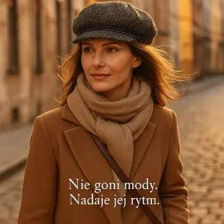 Kaszkiet Damski K291G  Brązowy Melanż z Łańcuszkiem Polar Fashion - 6