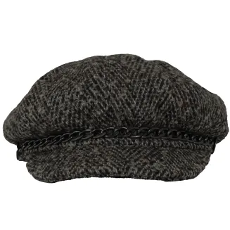 Kaszkiet Damski K291G  Brązowy Melanż z Łańcuszkiem Polar Fashion - 3