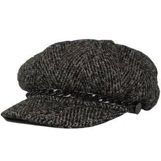 Kaszkiet Damski K291G  Brązowy Melanż z Łańcuszkiem Polar Fashion - 4