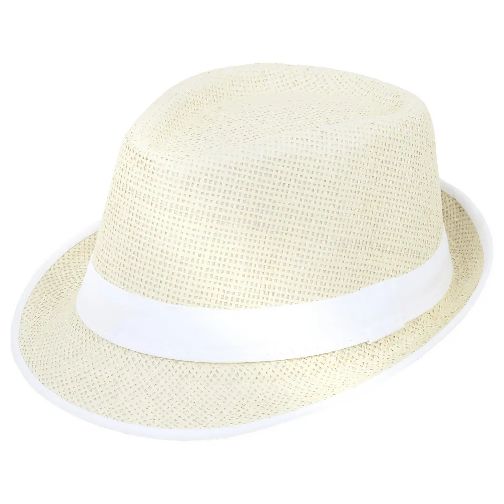 R149 Klasyczny kapelusz Trilby z białym otokiem