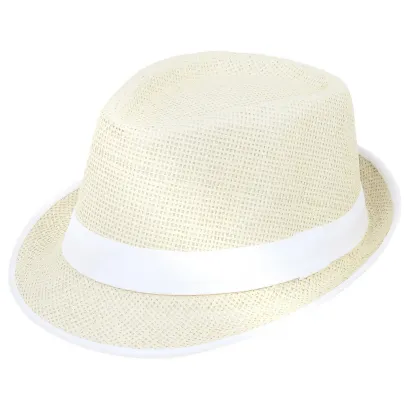 R149 Klasyczny kapelusz Trilby z białym otokiem
