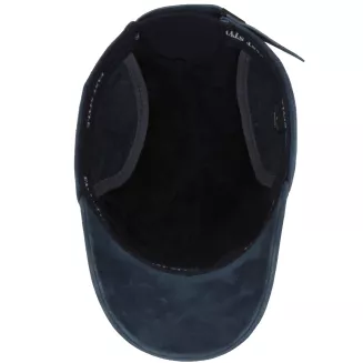 Ciepła Skórzana bejsbolówka męska nubuk granatowa zimowa K295C PolarFashion - 6