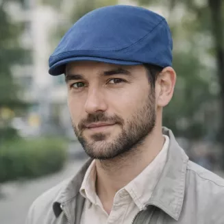 Kaszkiet męski niebieski bawełniany letni lekki 57-59cm Polar Fashion K306i - 5