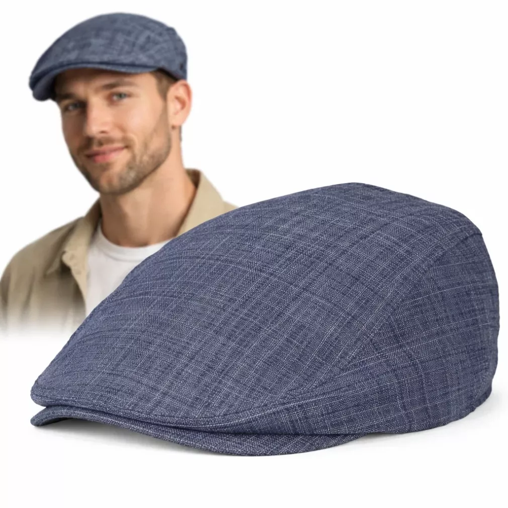 Kaszkiet męski granatowy flat cap bawełniany lekki K306H 57-59 cm Polar Fashion