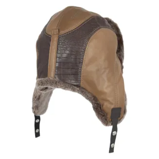W470P Pilotka Zimowa czapka uszatka z naturalnej skóry - 2