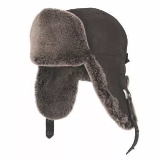 Czapka Zimowa Skórzana Pilotka Uszatka Unisex Ocieplana Futerkiem W533E - 4