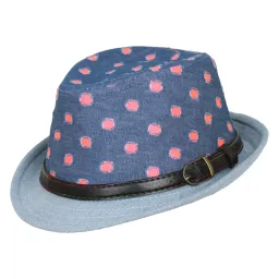 R186A Klasyczny kapelusz Trilby dziecięcy w kropki z paskiem