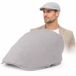 Kaszkiet Męski Popielaty Lniany Flat Cap Letni Lekki Przewiewny 57-60cm K309G