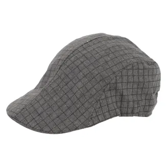 Grafitowy Letni Kaszkiet Męski w Kratkę K162D Polar Fashion – Rozmiar 58 cm - 2