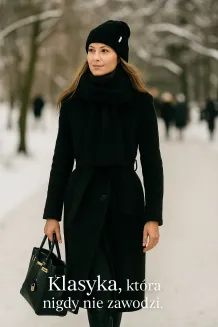 Komplet Damski Zimowy Polar Fashion W476D Czarna Czapka i Szalik Dzianinowe - 6