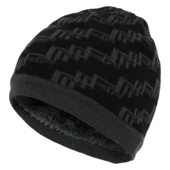 W351C Black Warm Hat Knitted With Soft Faux Fur Lining