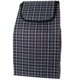 Torba Zakupowa T3C do Wózka ~40L Krata Granat Biały Czerwony Polar Fashion