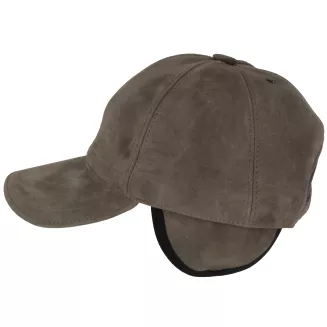 Ciepła Skórzana bejsbolówka męska zimowa NUBUK z uszami K295B Polar Fashion - 2