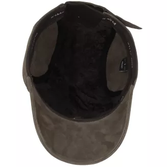 Ciepła Skórzana bejsbolówka męska zimowa NUBUK z uszami K295B Polar Fashion - 4