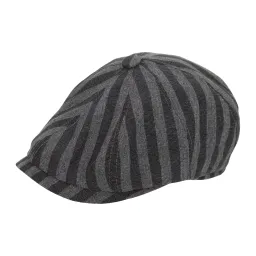 Czarno-szary kaszkiet męski bawełniany Peaky Blinders Shelby w paski-K201B