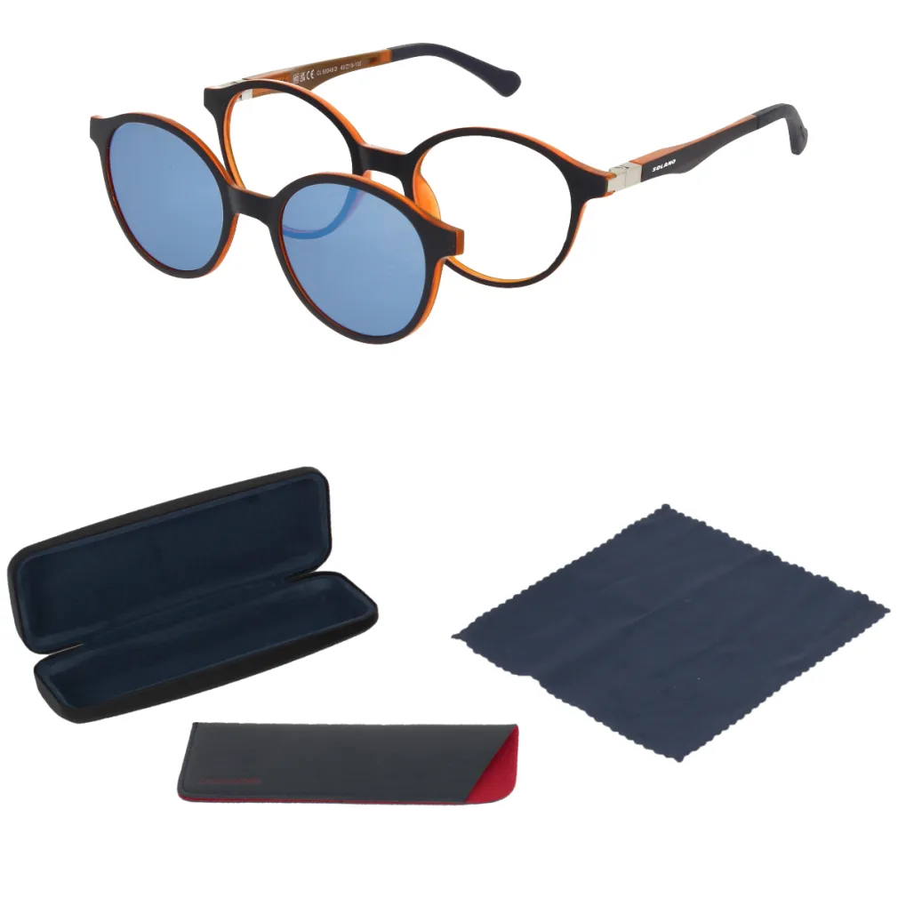 Młodzieżowe Okulary Solano CL50049D Granatowo-Pomarańczowe z Polaryzacją Clip-On