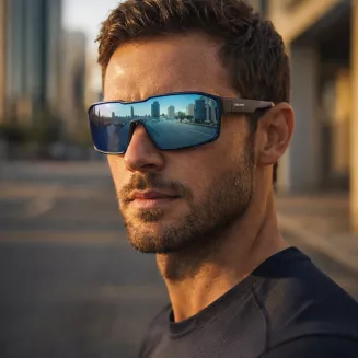 Granatowe Sportowe okulary męskie UV400 Mirror HD Icy Blue Solano SP60025A - 4