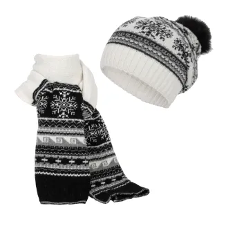 Damski Komplet Zimowy W322AK  Czapka i Szalik Biały Polar Fashion - 4