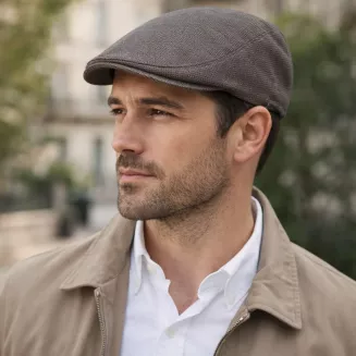 Kaszkiet męski bawełniany flat cap brązowy lekki 57-59 na wiosnę lato K306M - 5