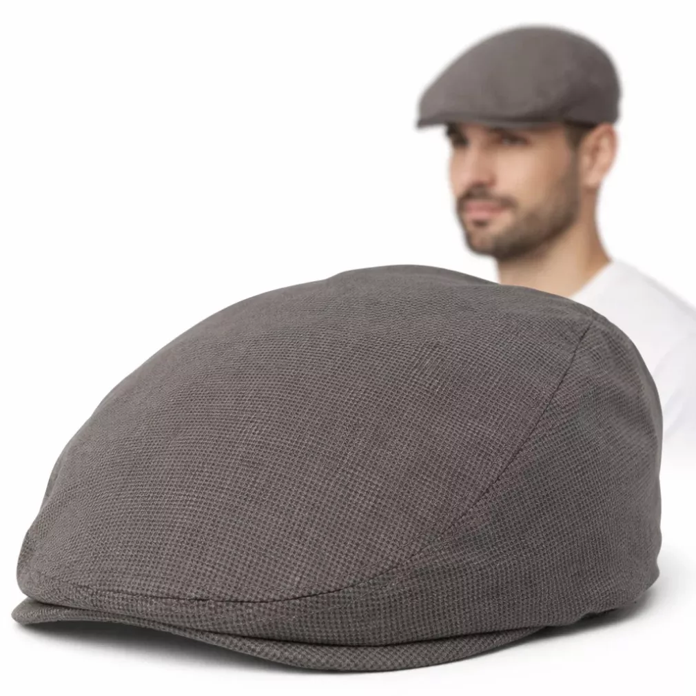 Kaszkiet męski bawełniany flat cap brązowy lekki 57-59 na wiosnę lato K306M