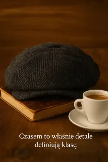 Kaszkiet Męski Peaky Blinders  Grafitowo Czarny K284 Styl i Klasa Polar Fashion - 5