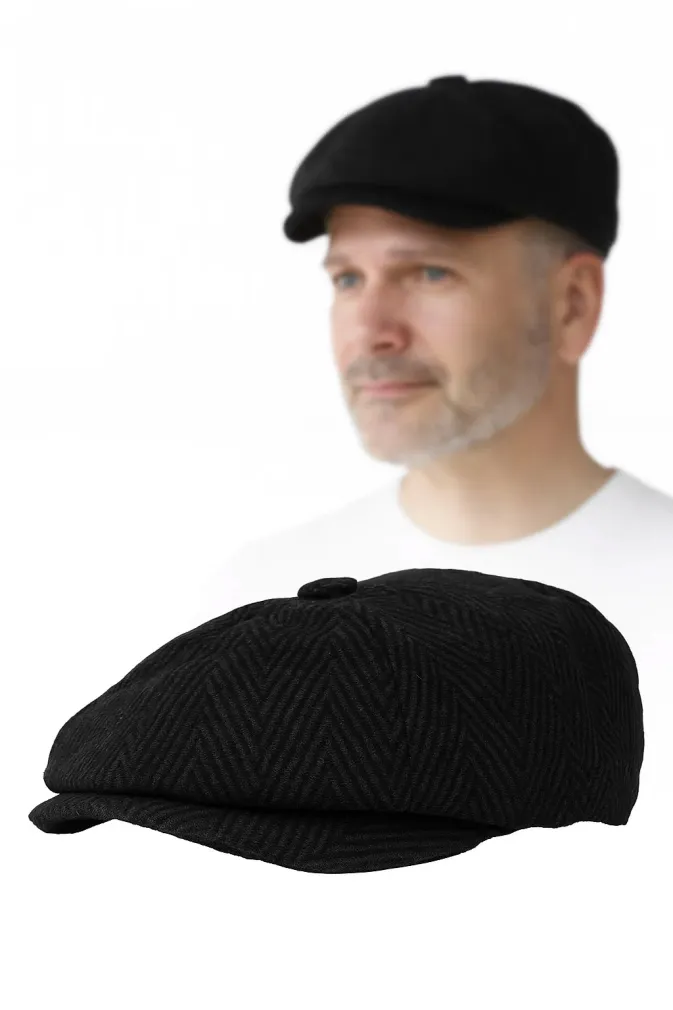 Kaszkiet Męski Peaky Blinders  Grafitowo Czarny K284 Styl i Klasa Polar Fashion