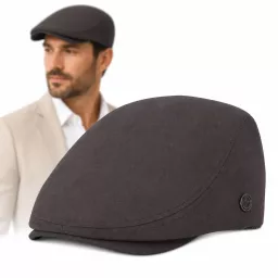 Kaszkiet Męski Bawełniany Brązowy Letni Czapka Flat Cap Ciemny Brąz K312F
