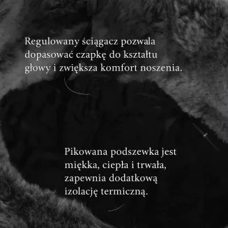 Czarna Męska Czapka Uszatka Pilotka Skórzana z Futrem Polar Fashion W520B - 9