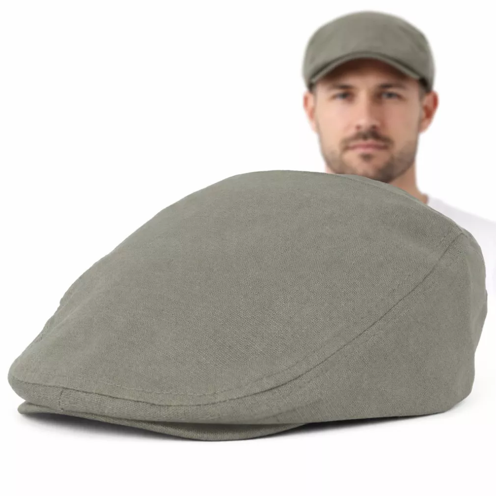 Kaszkiet męski bawełniany zielony flat cap wiosna lato Polar Fashion K306E