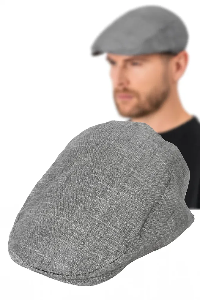 Stalowo-szary kaszkiet męski K269E – bawełna 100%, jakość od Polar Fashion