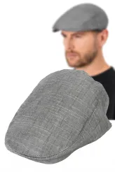 Stalowo-szary kaszkiet męski K269E – bawełna 100%, jakość od Polar Fashion