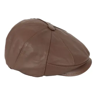 Skórzany kaszkiet Polar Fashion K233J – Mleczna Czekolada, unisex, skóra naturalna - 5