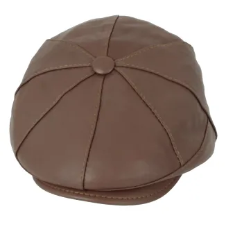 Skórzany kaszkiet Polar Fashion K233J – Mleczna Czekolada, unisex, skóra naturalna - 3
