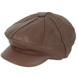 Skórzany kaszkiet Polar Fashion K233J – Mleczna Czekolada, unisex, skóra naturalna - 4
