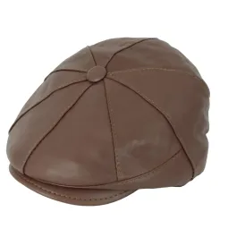 Skórzany kaszkiet Polar Fashion K233J – Mleczna Czekolada, unisex, skóra naturalna