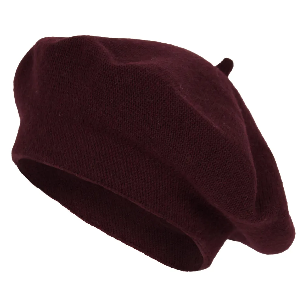 W479D Bordowy damski beret francuski z antenką