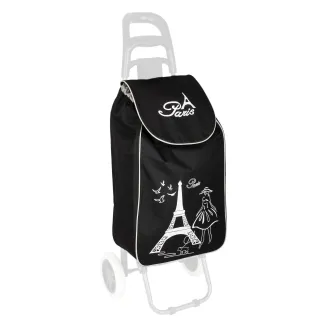 Czarna torba do wózka zakupowego na kółkach nieprzemakalna 35L WZ117T - 2