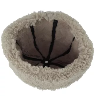 Ciemnobrązowa skórzana czapka zimowa z futrem ciepły toczek unisex W518T - 4