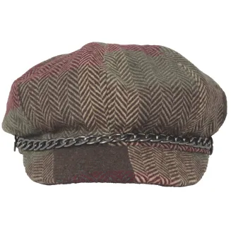 Kaszkiet Damski K291D Wiskoza w Kolorową Jodełkę z Łańcuszkiem Polar Fashion - 2