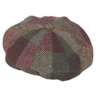 Kaszkiet Damski K291D Wiskoza w Kolorową Jodełkę z Łańcuszkiem Polar Fashion - 4