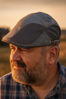 Szary Kaszkiet Męski z Daszkiem Bawełniany z Regulacją K191B PolarFashion - 4