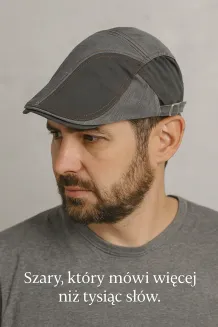 Szary Kaszkiet Męski z Daszkiem Bawełniany z Regulacją K191B PolarFashion - 5