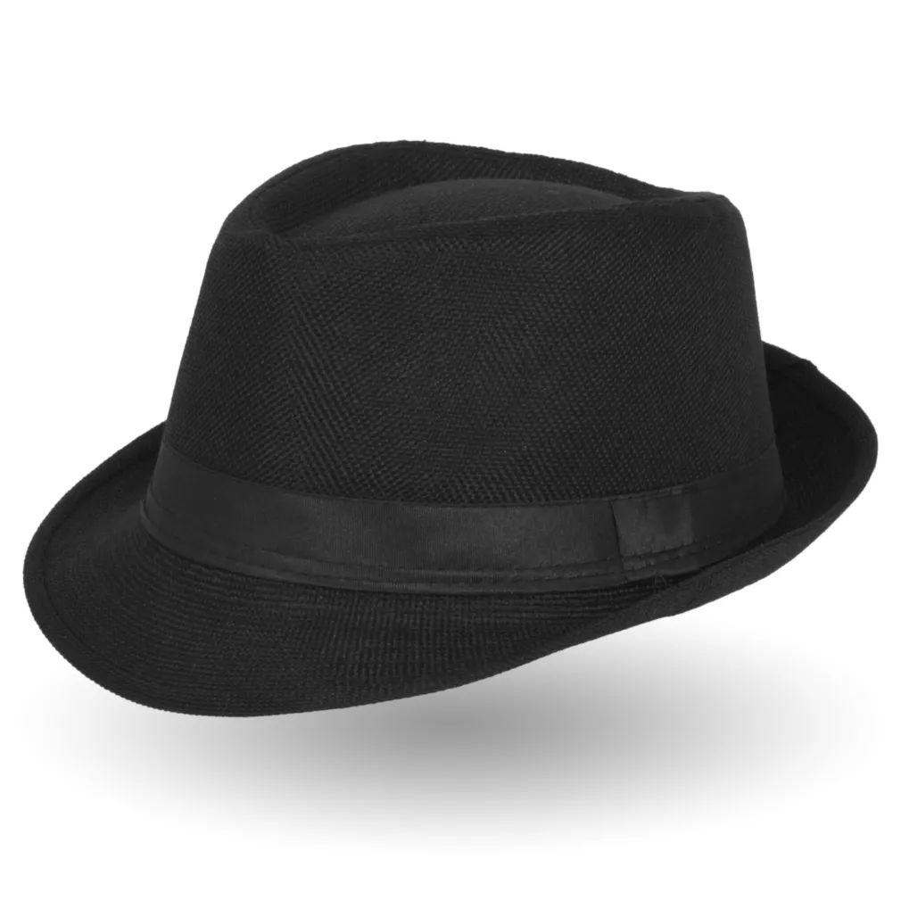 Kapelusz Trilby Dziecięcy Czarny Klasyczny Gładki Wizytowy Retro R42A 54CM