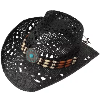 Czarny Kapelusz Kowbojski R252C Zestaw BOHO Pilotki Pleciony Unisex Festiwal - 7