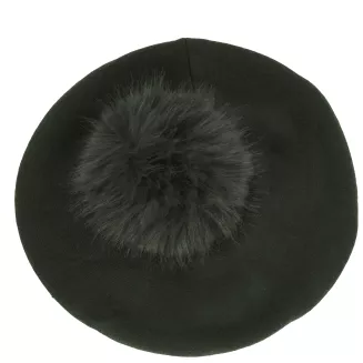 Zielony Beret Damski z Naturalnym Pomponem W503i Polar Fashion - 2