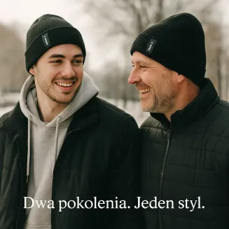 Zimowa Czapka Męska Beanie W458A Czarna z Wywijanym Brzegiem Polar Fashion - 5